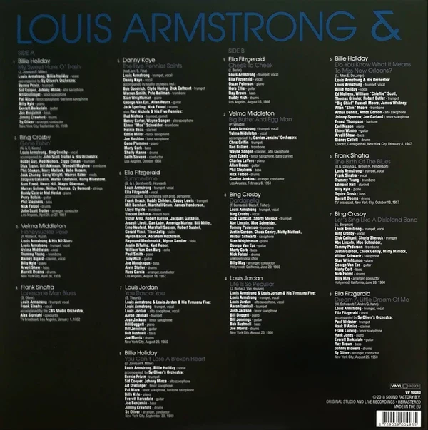 LP Louis Armstrong & Ella Fitzgerald - Frank Sinatra - Billie Holiday - Bing Crosby - Velma Middleton - Danny Kaye (2) - Louis Jordan – Vocal Duets - Image 2
