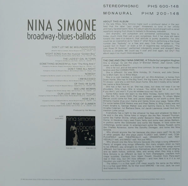 LP Nina Simone ‎– Broadway - Blues - Ballads - Image 2