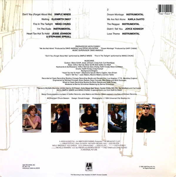 LP Various – The Breakfast Club (Original Motion Picture Soundtrack) - Image 2