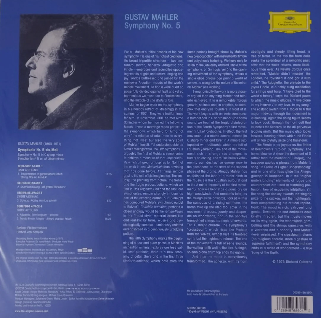 LPx2 Gustav Mahler, Berliner Philharmoniker, Herbert von Karajan – 5. - Image 2